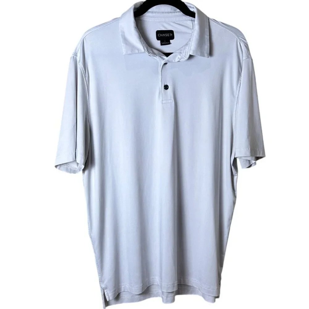 CHASE 54 White Athletic Fabric Performance Polo Shirt Golf Size Large